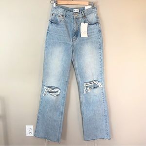 Zara NWT light washed high waisted wide leg ripped jeans 4